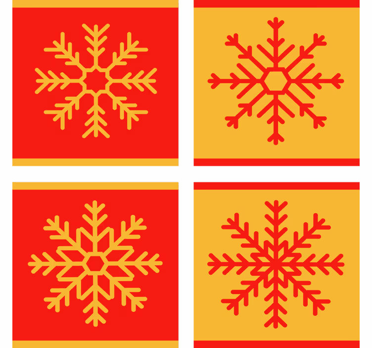 Untersetzer weihnachten rot gelb schneeflocken muster - TenStickers
