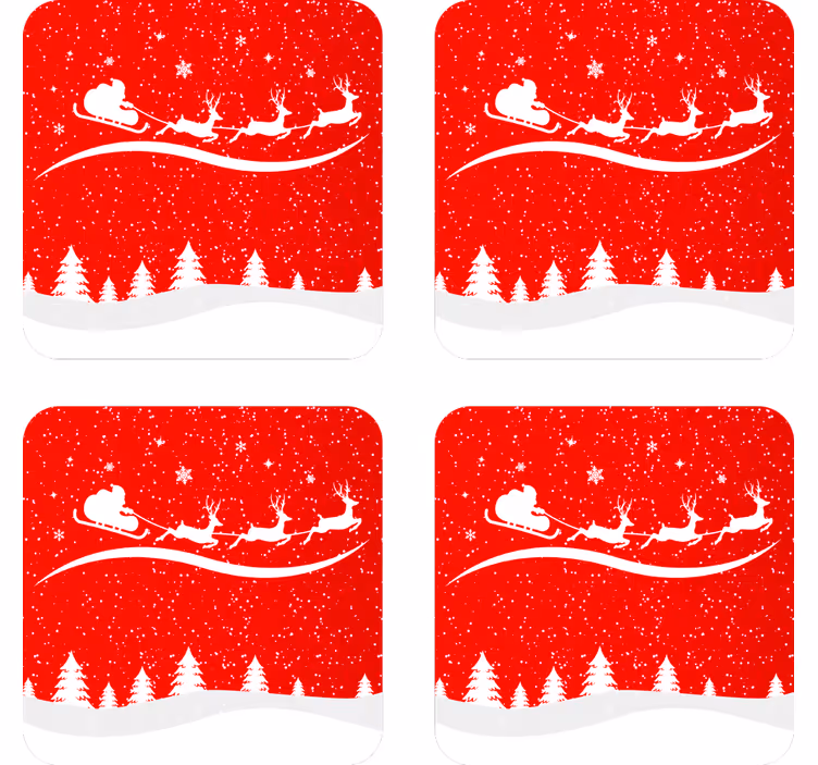 Untersetzer weihnachten santa schlitten mit rentieren - TenStickers