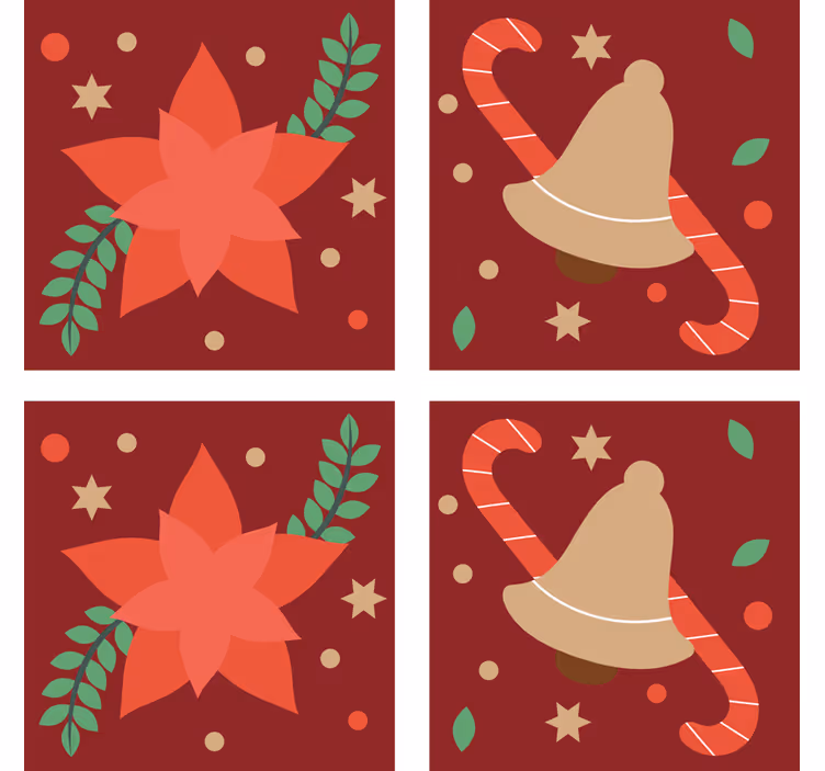 Untersetzer weihnachten mit weihnachtsstern und glocken - TenStickers