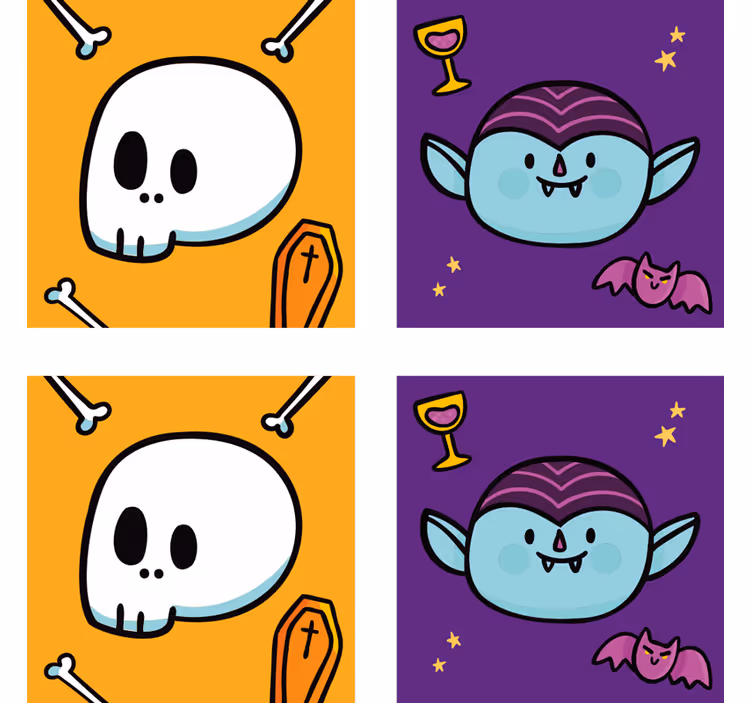 Halloween untersetzer mit lustigen vampir schädeln - TenStickers