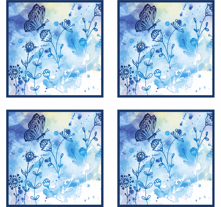Untersetzer mit floralem aquarellmuster - TenStickers