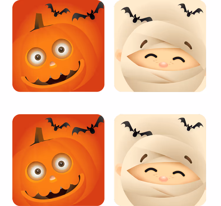 Halloween untersetzer fröhlicher kürbis und mumie - TenStickers
