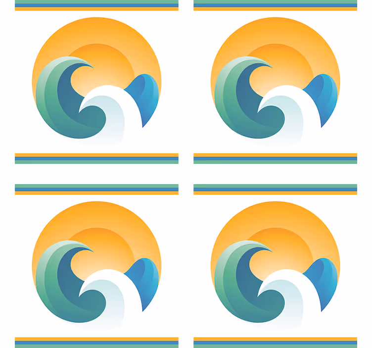 Untersetzer modern stilisierte wellen mit sonnenuntergang - TenStickers