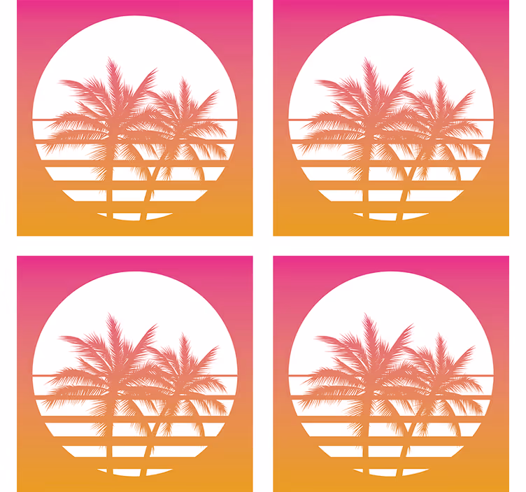 Untersetzer geek tropischer sonnenuntergang silhouette - TenStickers