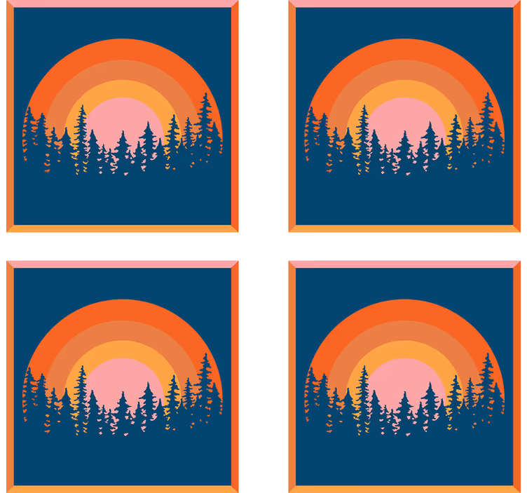 Untersetzer modern schichtiger sonnenuntergang wald - TenStickers