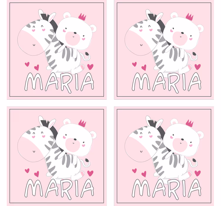 Personalisierte untersetzer süßes zebra bären duo - TenStickers