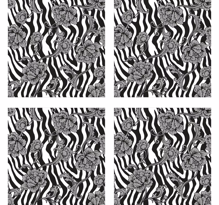 Untersetzer mit zebra blumenmuster - TenStickers