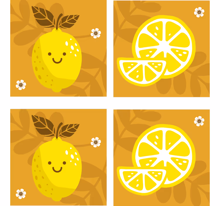 Untersetzer Zitrusfrüchte Cartoon zitronen - TenStickers