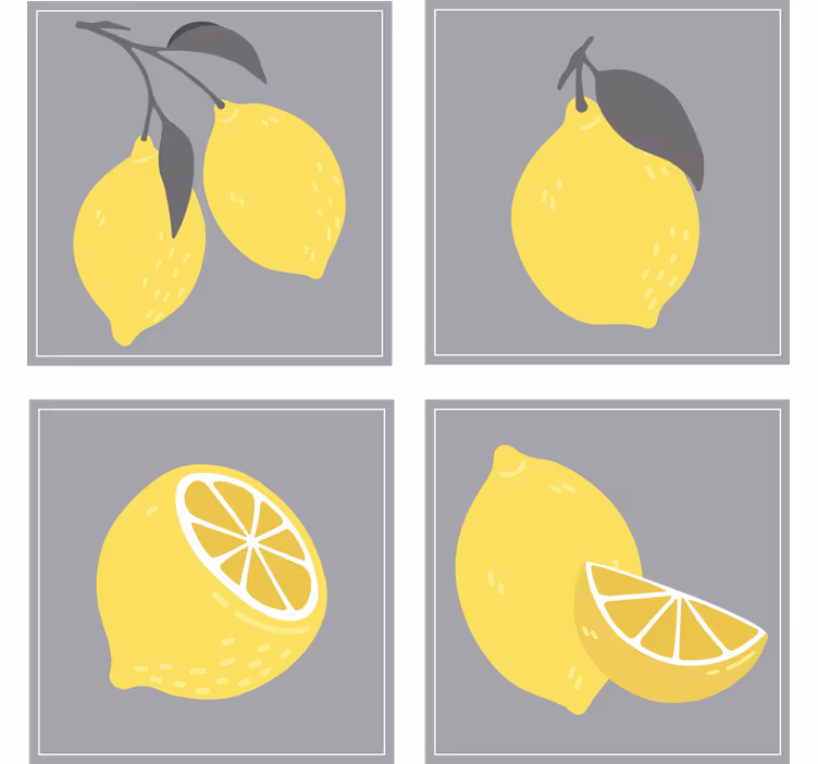 Untersetzer mit zitronenillustrationen set - TenStickers