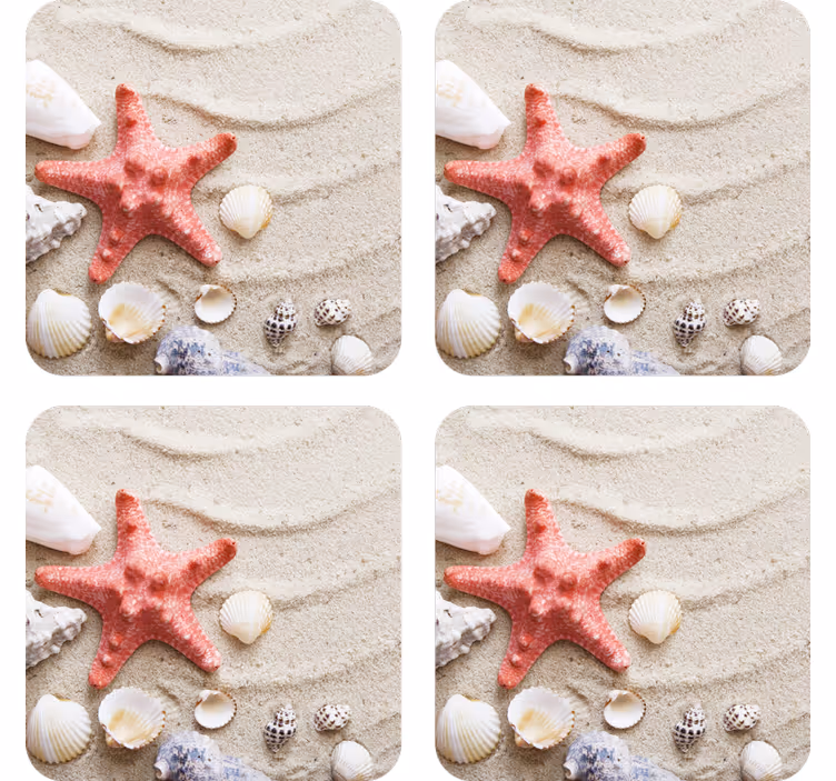 Untersetzer modern mit seestern und muschel-design - TenStickers