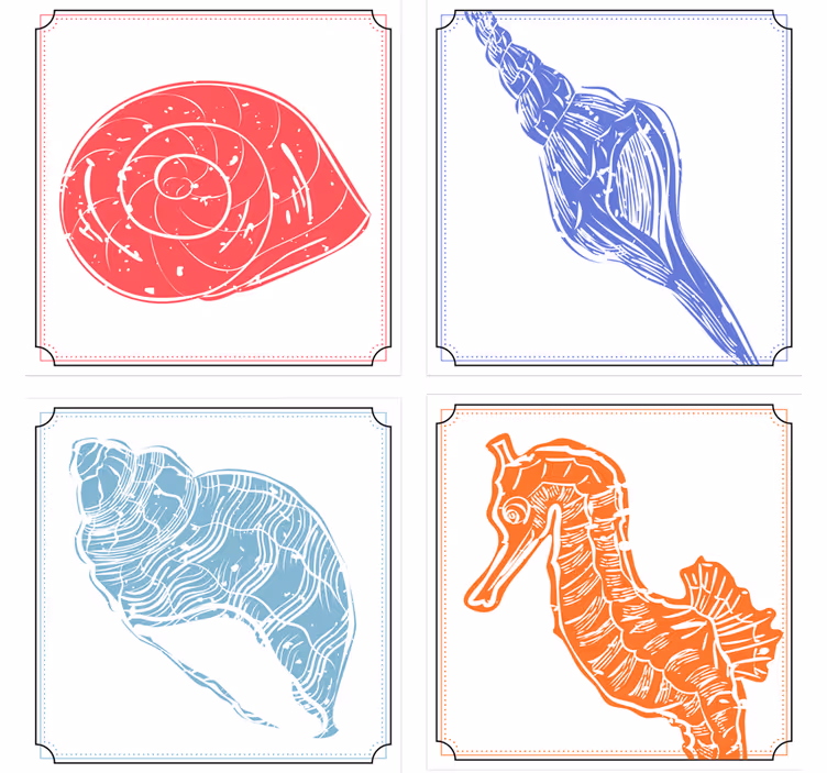 Untersetzer geek mit seepferdchen und muscheln - TenStickers