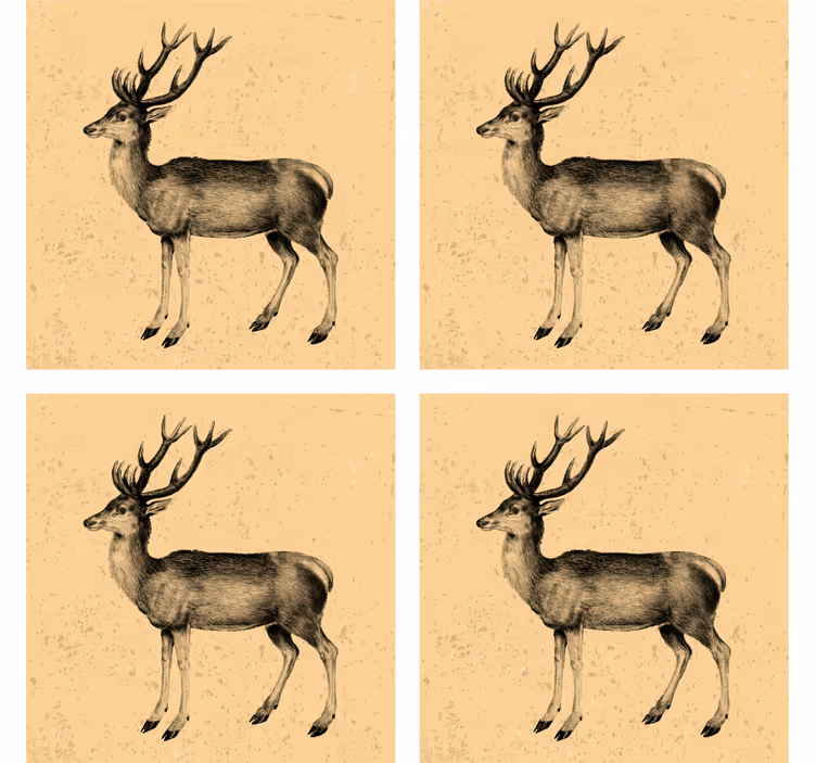 Untersetzer bier mit vintage reh illustration - TenStickers