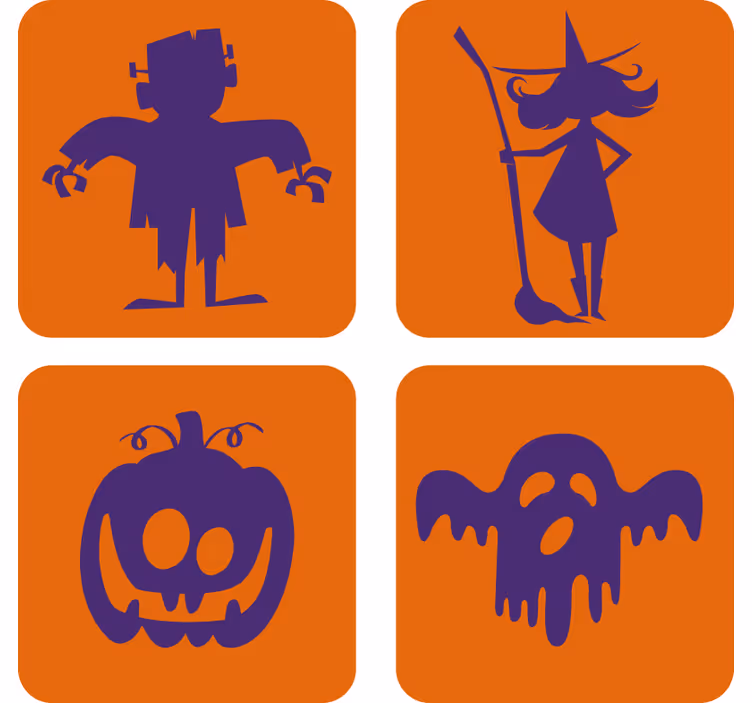 Halloween untersetzer frankenstein hexe kürbis geist - TenStickers