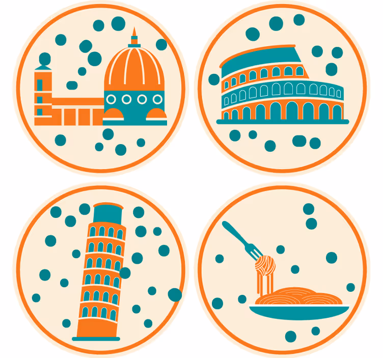 Untersetzer modern mit ikonischen italienischen wahrzeichen - TenStickers