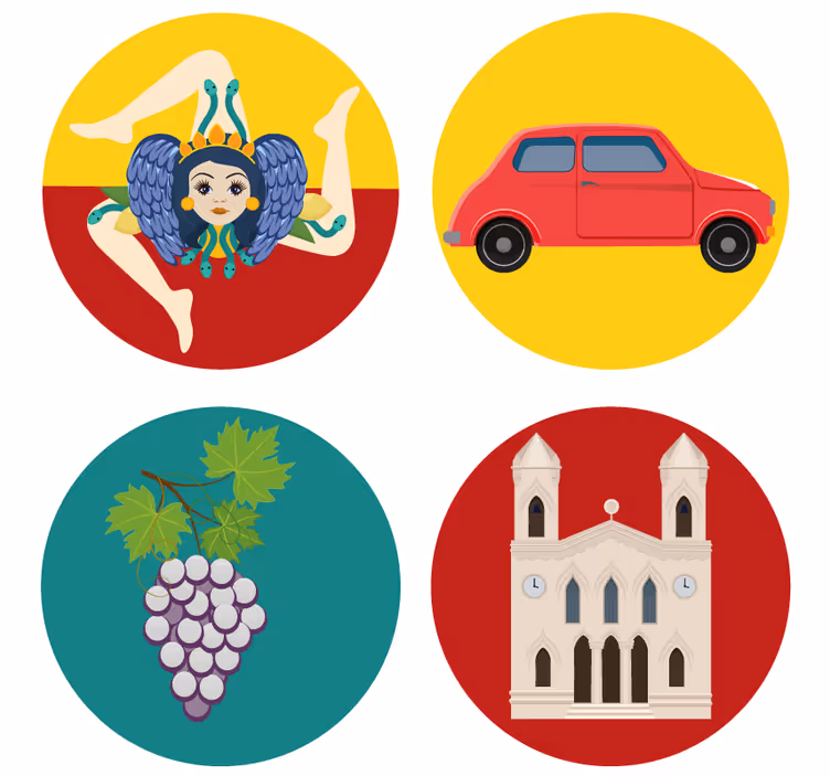 Untersetzer modern sizilianische mythologie trauben - TenStickers