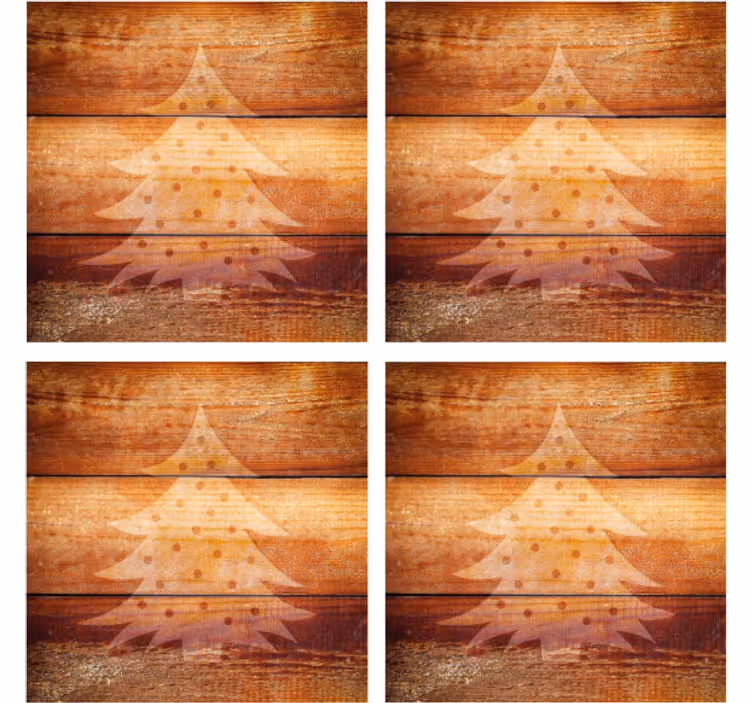 Untersetzer Weihnachten Weihnachtsbaum auf holzbeschaffenheit - TenStickers