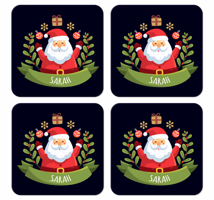 Untersetzer Weihnachten Weihnachtsmann mit Namen - TenStickers