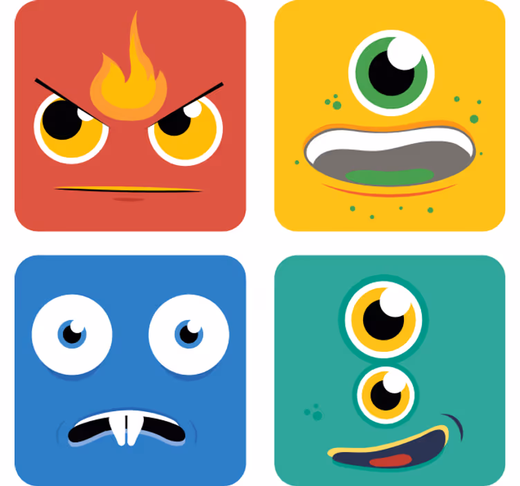 Untersetzer geek mit bunten monstergesichtern - TenStickers