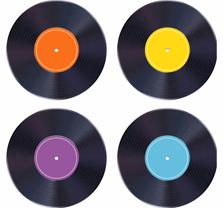 Vintage untersetzer bunte schallplatten - TenStickers