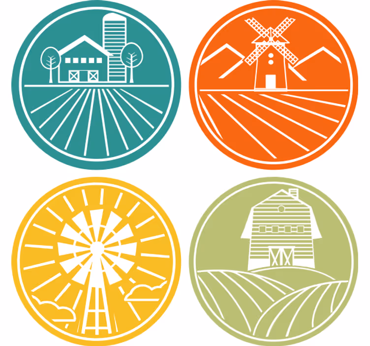 Vintage untersetzer mit ländlichen rundgrafiken - TenStickers