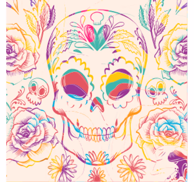 Halloween untersetzer bunte totenkopf blumen - TenStickers