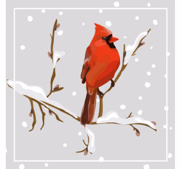Untersetzer weihnachten kardinal auf schneebedecktem ast - TenStickers