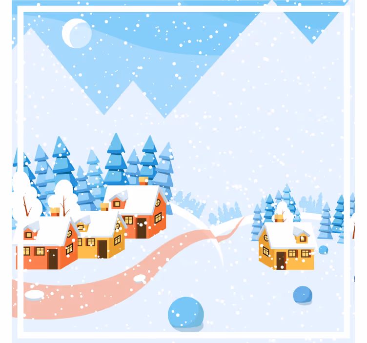 Untersetzer weihnachten schneelandschaft dorf - TenStickers