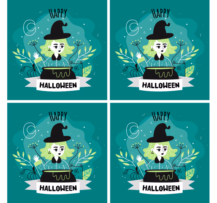 Halloween untersetzer hexe mit kessel - TenStickers