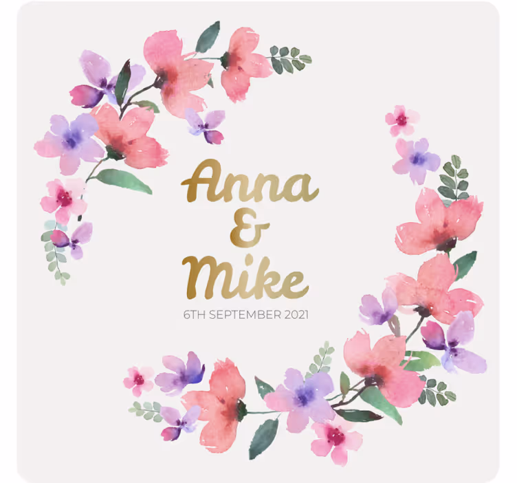 Bierdeckel hochzeit mit floralem paarmonogramm - TenStickers
