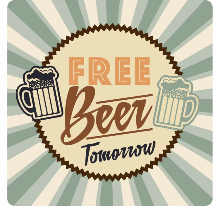 Untersetzer bier retro freies bier ankündigung - TenStickers