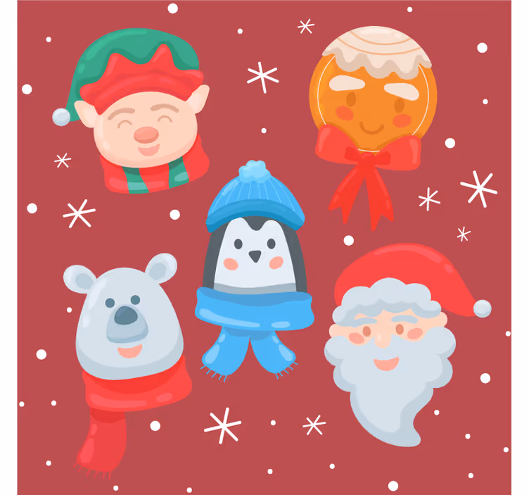 Untersetzer Weihnachten Verschiedene comicfiguren - TenStickers