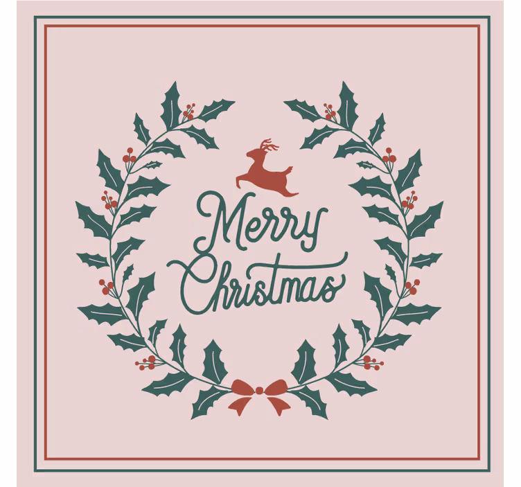Untersetzer weihnachten rentier und stechpalme kranz - TenStickers
