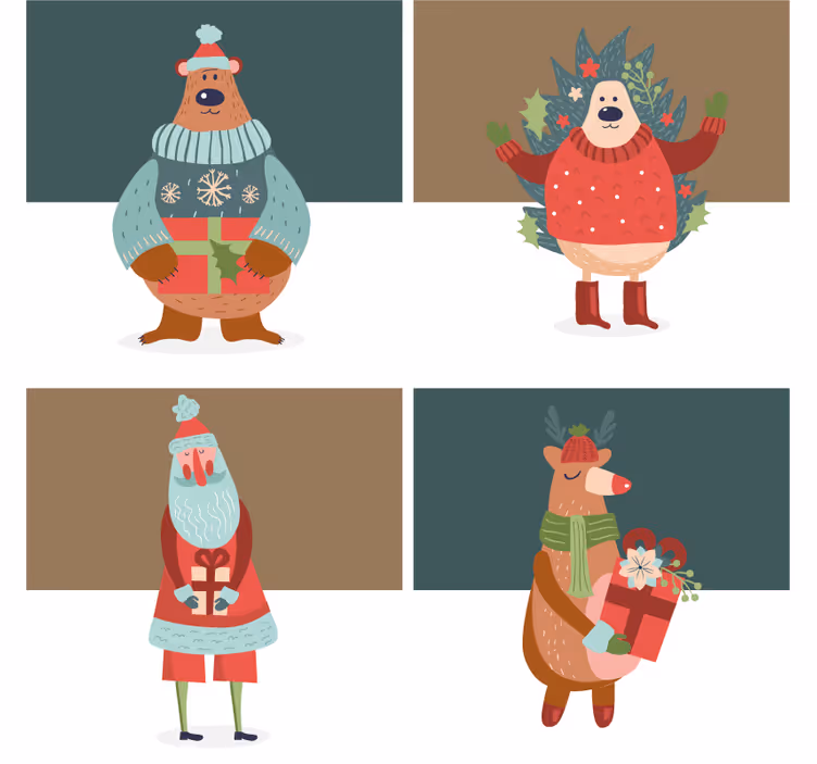 Untersetzer weihnachten festliche figuren kollektion - TenStickers