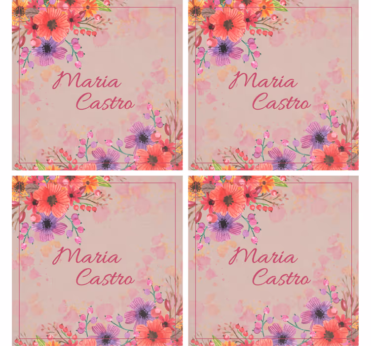 Personalisierte untersetzer mit floralen akzenten - TenStickers