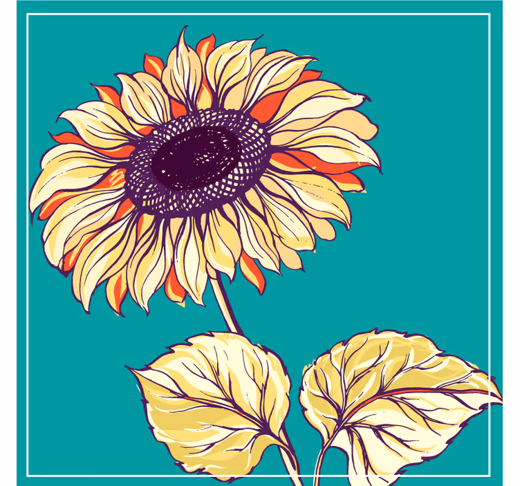 Untersetzer bier mit lebendiger sonnenblumenillustration - TenStickers
