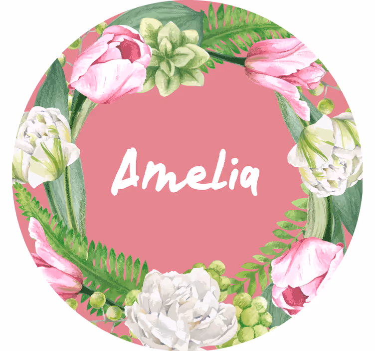 Personalisierte untersetzer mit floraler rosa kranz - TenStickers