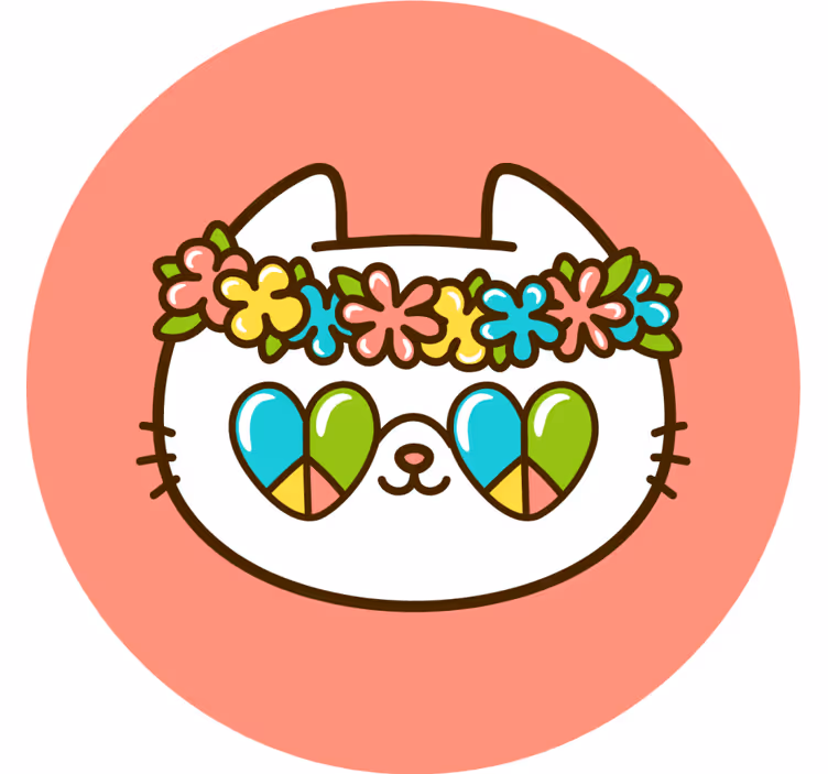 Untersetzer geek katzenkrone mit blumen - TenStickers