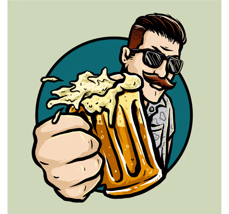 Untersetzer bier mit bärtigem mann und krug - TenStickers