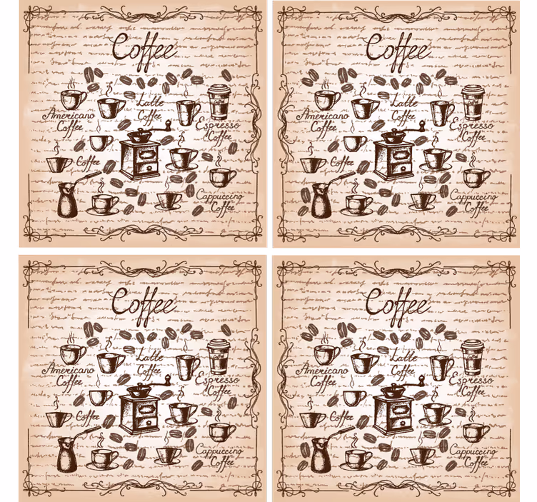 Personalisierte untersetzer mit kaffeetypen illustration - TenStickers