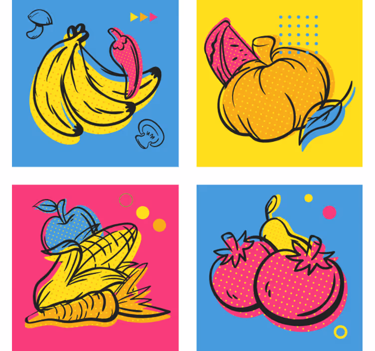 Untersetzer modern mit bunten obstillustrationen - TenStickers