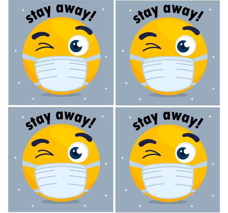 Untersetzer winker emoji mit maske - TenStickers