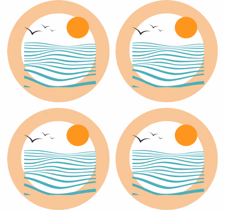 Untersetzer modern wellenmuster sonnenuntergang - TenStickers