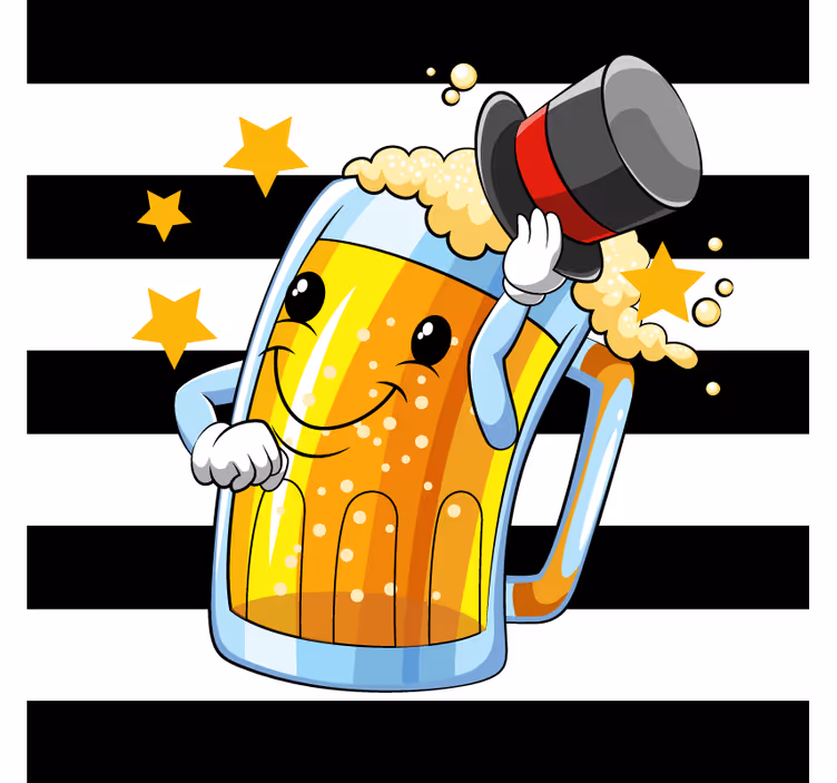 Untersetzer bier mit fröhlichem bierkrug-maskottchen - TenStickers