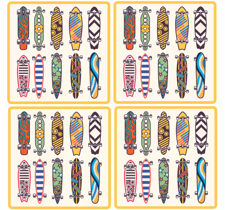 Untersetzer geek bunte skateboard muster - TenStickers