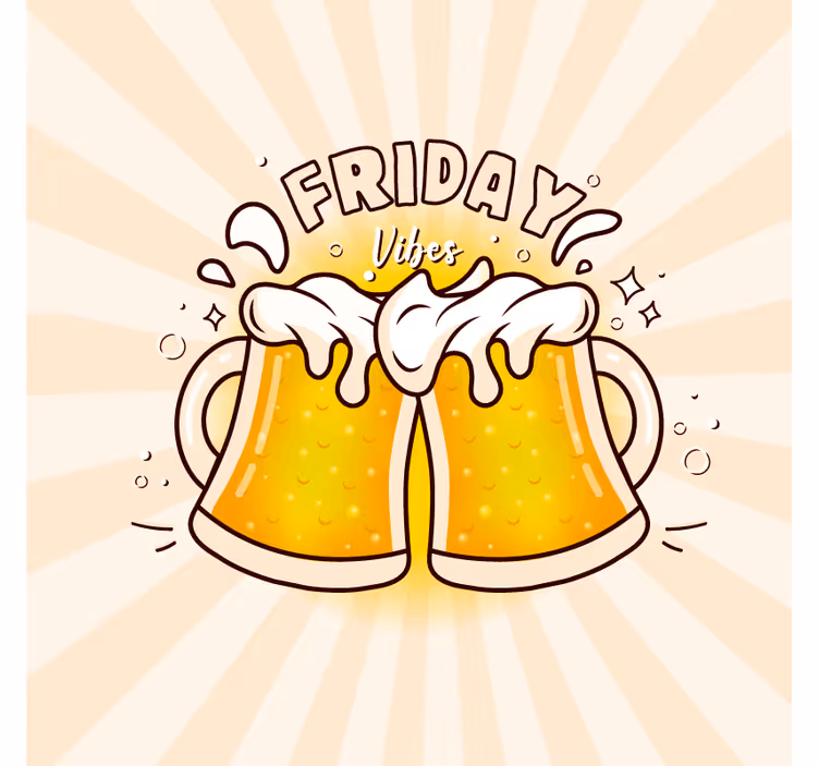 Untersetzer Bier Freitag vibes cartoon - TenStickers