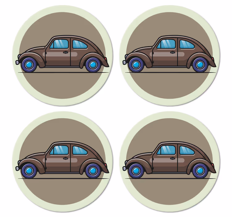 Untersetzer Vintage Käfer cartoon auto - TenStickers