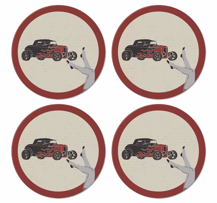 Vintage untersetzer flaming hot rod - TenStickers