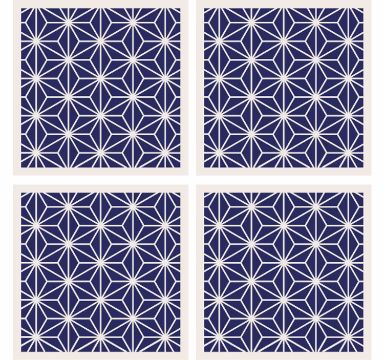 Untersetzer Vintage Blaues japanisches Muster - TenStickers