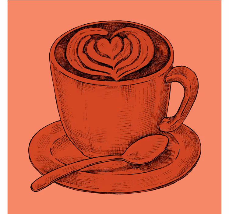 Vintage untersetzer herzmotiv kaffeetasse - TenStickers