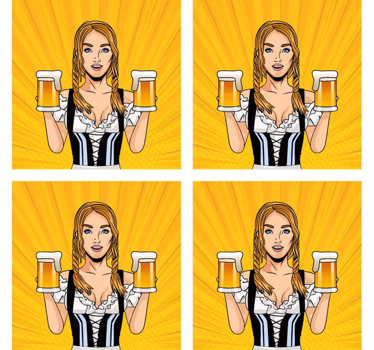 Untersetzer bier fröhliche frau mit bier - TenStickers